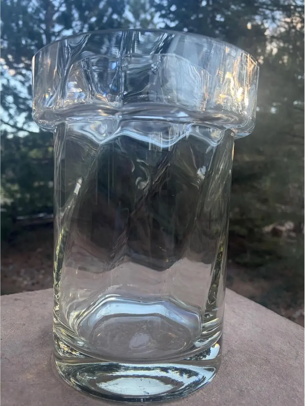 vintage Clear swirl Glass ice bucket wine Champagne cooler wih removable collar